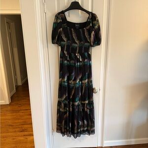 Shoshanna Black and Multicolor short Sleeve Dress